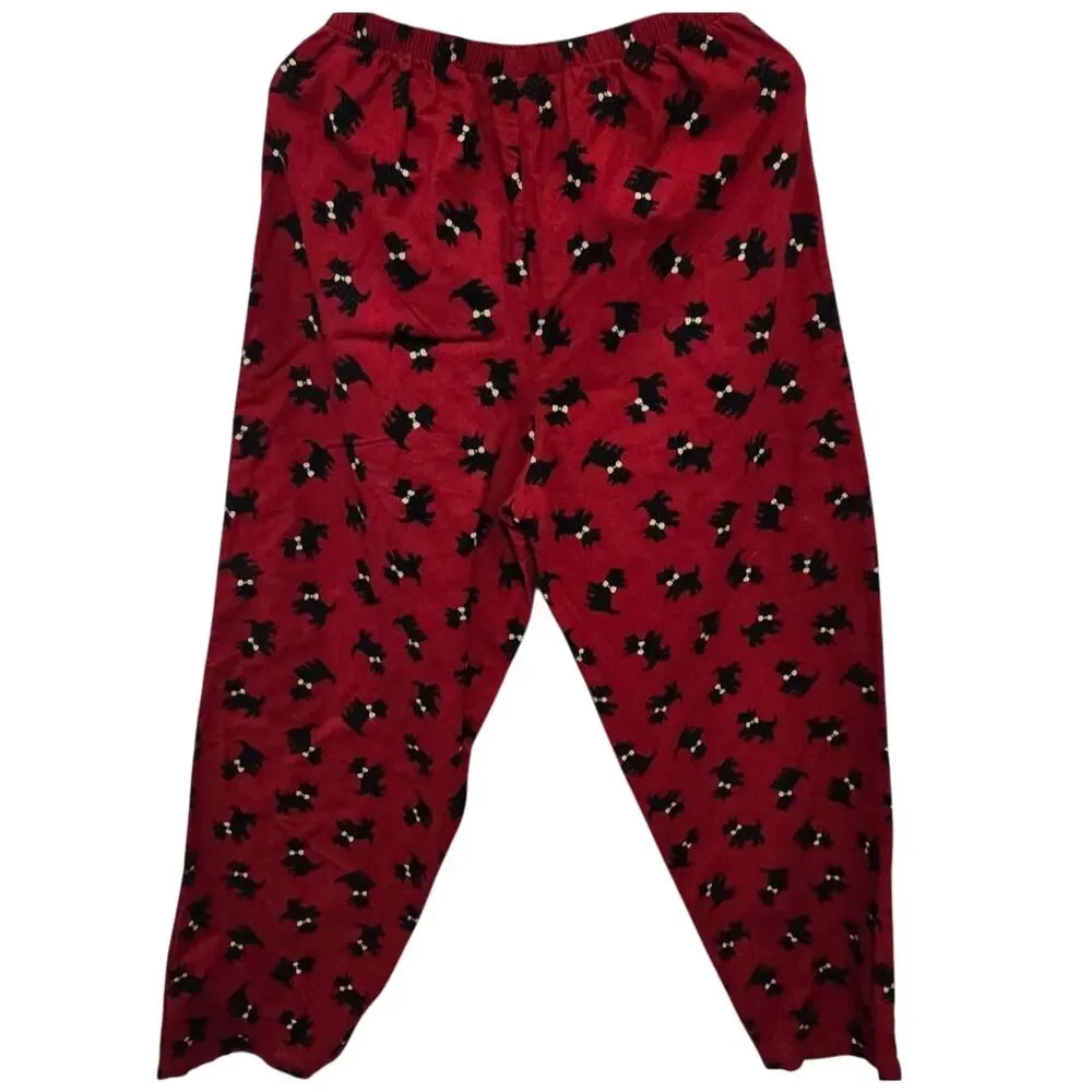 Red Scottie Yorkie Pajama Lounge Pants Cute Dog Women's Size Medium Cozy‎